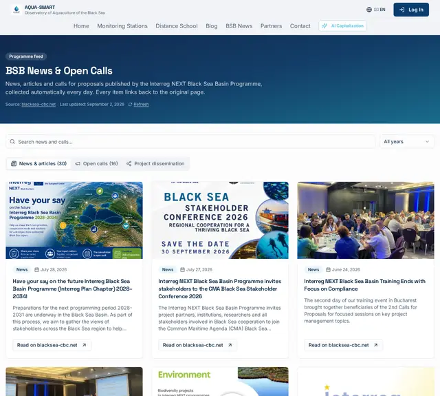 BSB News & Open Calls: One Daily Feed for Black Sea and EU Water Funding